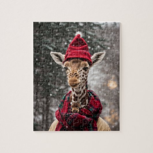 Een kerst Giraffe Legpuzzel (Verticaal)