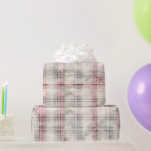 Een kerst Tartan Floral Design Series #13 Cadeaupapier