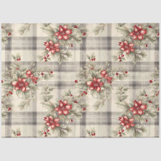 Een kerst Tartan Floral Design Series #19 Tissuepapier (Voorkant)
