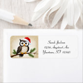 Een kerst uil op een gouden achtergrond etiket (Insitu)