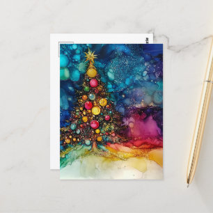 Een kerstboom alcoholinkten briefkaart