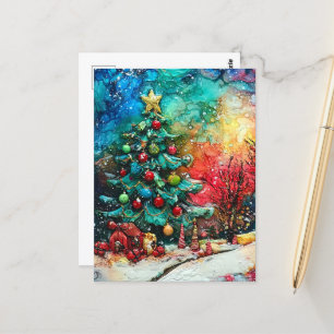 Een kerstboom alcoholinkten briefkaart