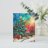 Een kerstboom alcoholinkten briefkaart (Staand voorkant)