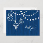 Een Kerstbruiloft Witte Krijt Design op Blauw Briefkaart (Voorkant / Achterkant)