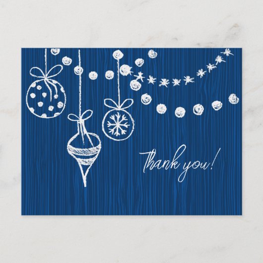 Een Kerstbruiloft Witte Krijt Design op Blauw Briefkaart (Voorkant)