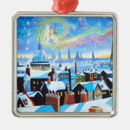 Een kerstcarol met scrolloge en een geest van het metalen ornament