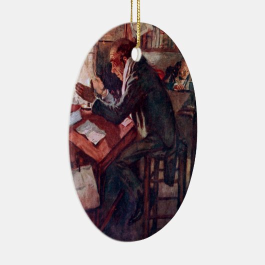 Een kerstkarol: Cratchit en Scrooge Keramisch Ornament (Rechts)