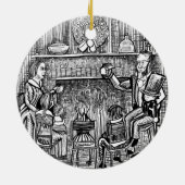 Een kerstkarol: oprichter van het feest keramisch ornament (Achterkant)