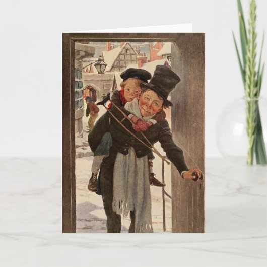 Een kerstman: Tim en Mr Cratchit Kaart (Voorkant)