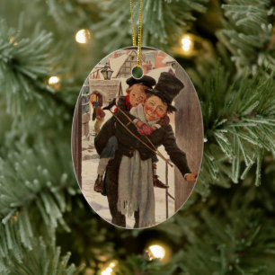 Een kerstman: Tim en Mr Cratchit Keramisch Ornament