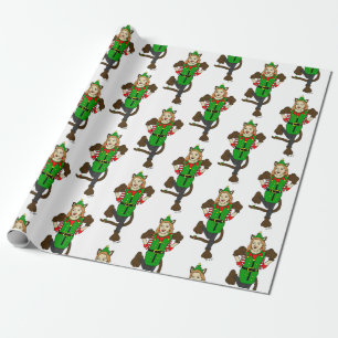 een kerstmeisje Button Cadeaupapier
