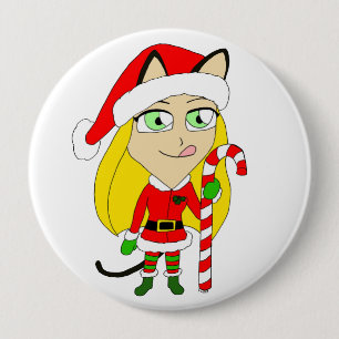 een kerstmeisje ronde button 4,0 cm