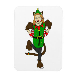 een Kerstmis katgirl Magneet