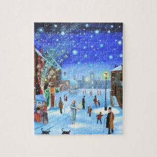 Een kerstscène met scrolloge Winter Legpuzzel