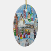 een kerstscroller en de drie geesten keramisch ornament (Rechts)