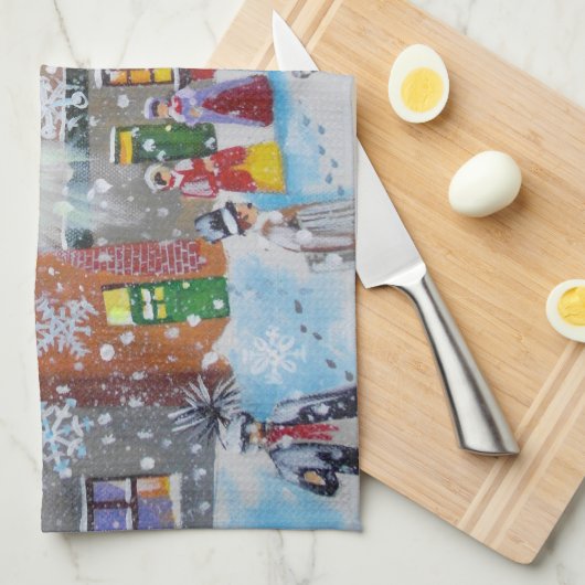 een kerstscroller en de drie geesten theedoek (Quarter Fold)