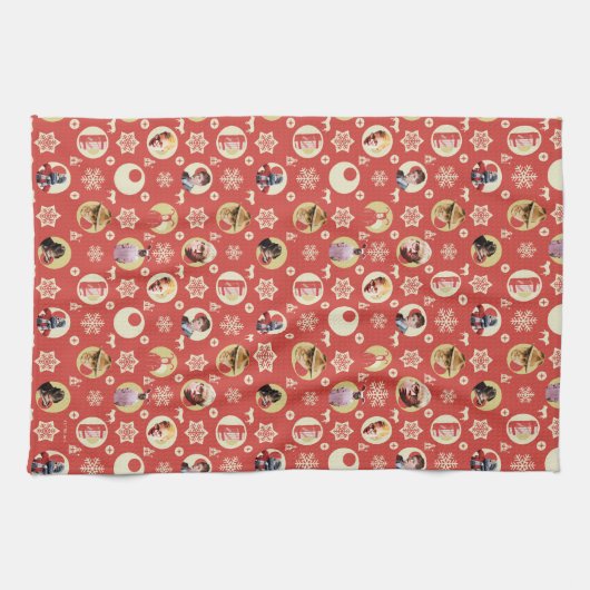 Een kerstverhaal-retro Snowflake-patroon Theedoek (Horizontaal)