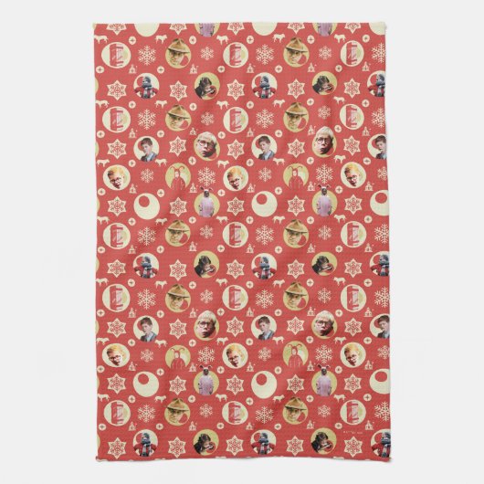 Een kerstverhaal-retro Snowflake-patroon Theedoek (Verticaal)