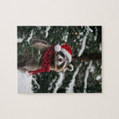 Een kerstwasbeer legpuzzel (Horizontaal)