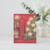 een kerstwiebels woonkamer feestdagenkaart (Staand voorkant)