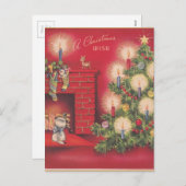 een kerstwiebels woonkamer feestdagenkaart (Voorkant / Achterkant)