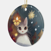 Een kerstwinterkat keramisch sieraad ornament (Links)