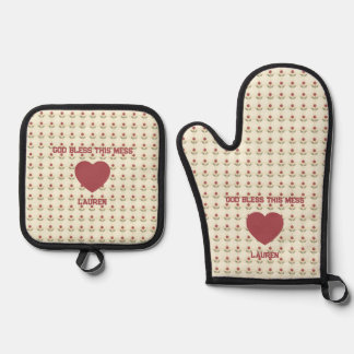 Een Keuken Gebed Ovenwant & Pannenlap Set