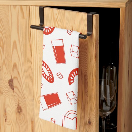 Een keukenhanddoek met een lichte, vrolijke print. (Derde Gevouwen)