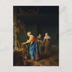 Een keukenscène briefkaart