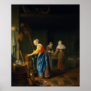 Een keukenscène poster