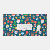 Een keurig kerstpatroon op blauw bureaumat (Keyboard & Muis)