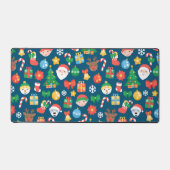 Een keurig kerstpatroon op blauw bureaumat (Voorkant)