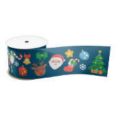 Een keurig kerstpatroon op blauw lint (Spoel)