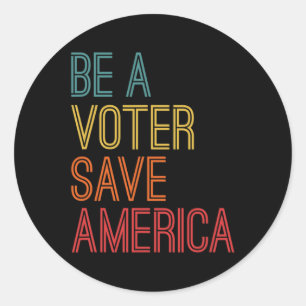 Een kiezer die Amerika redt stemt retro Ronde Sticker