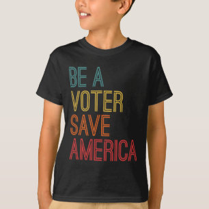 Een kiezer die Amerika redt stemt retro T-shirt