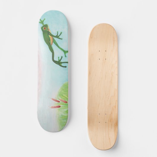 Een kikker springt in de afbeelding van de Pond Skateboard (Voorkant)