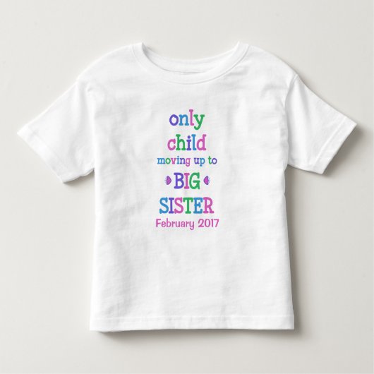 Eén kind dat opgroeit tot grote zus kinder shirts (Voorkant)