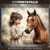 Een kind dat verliefd is op zijn paard tissuepapier