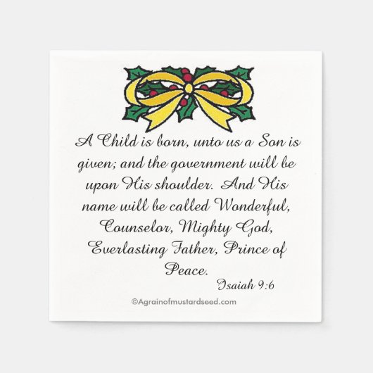 Een kind is geboren Kerstmis met scripts Servetten (Voorkant)
