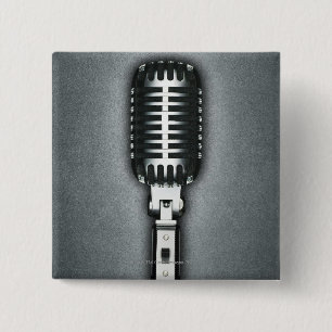 Een klassieke microfoon vierkante button 5,1 cm