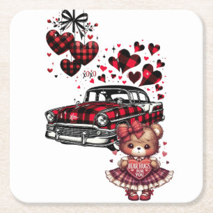EEN KLASSIEKE VALENTIJNSLIEFDE VOOR JOU 2 VIERKANTE KARTONNEN ONDERZETTER