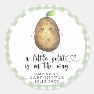 Een klein aardappeltje is op komst - Baby Shower Ronde Sticker
