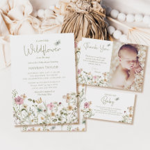Een klein Baby shower van een meisje met wilde blo