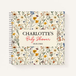 Een klein Baby shower van een meisje met wilde blo Notitieboek