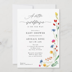 Een klein Baby shower van wilde bloemen, weide wil Kaart