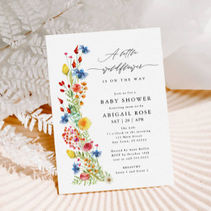 Een klein Baby shower van wilde bloemen, weide wil Kaart