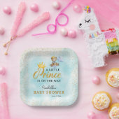 Een klein Beer Prince Blue & Gold Boy Baby shower Papieren Bordje (Feest)