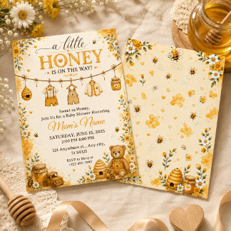Een Klein Beetje Honing Is Op Weg Baby Shower Kaart