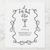 Een klein beetje ouder Black Wavy Border verjaarda Wijn Etiket (Enkel label)