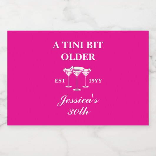 Een klein beetje ouder Martini Custom verjaardagsf Likeurfles Etiket (Enkel label)